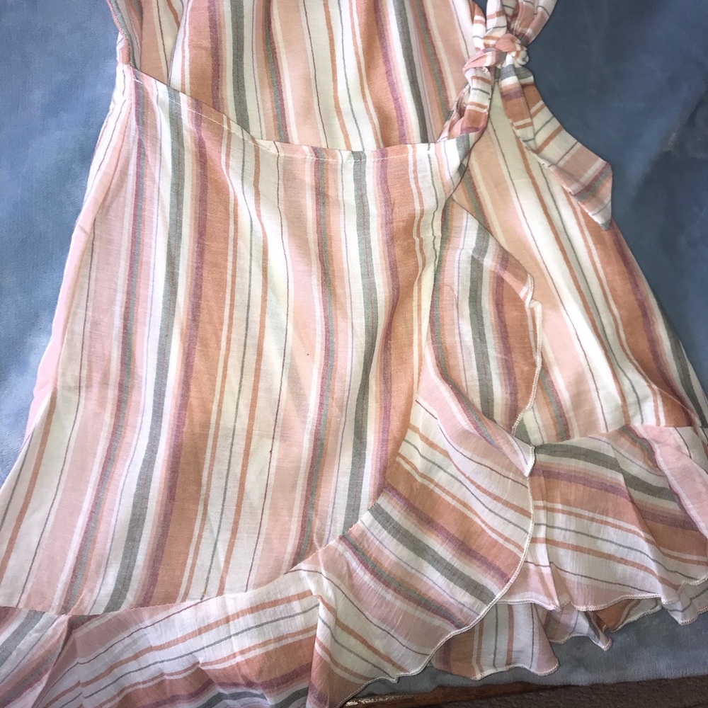 Pastel striped wrapped mini dress